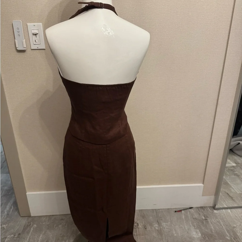 Reformation Hazen Linen Two Piece Brown - Size 0